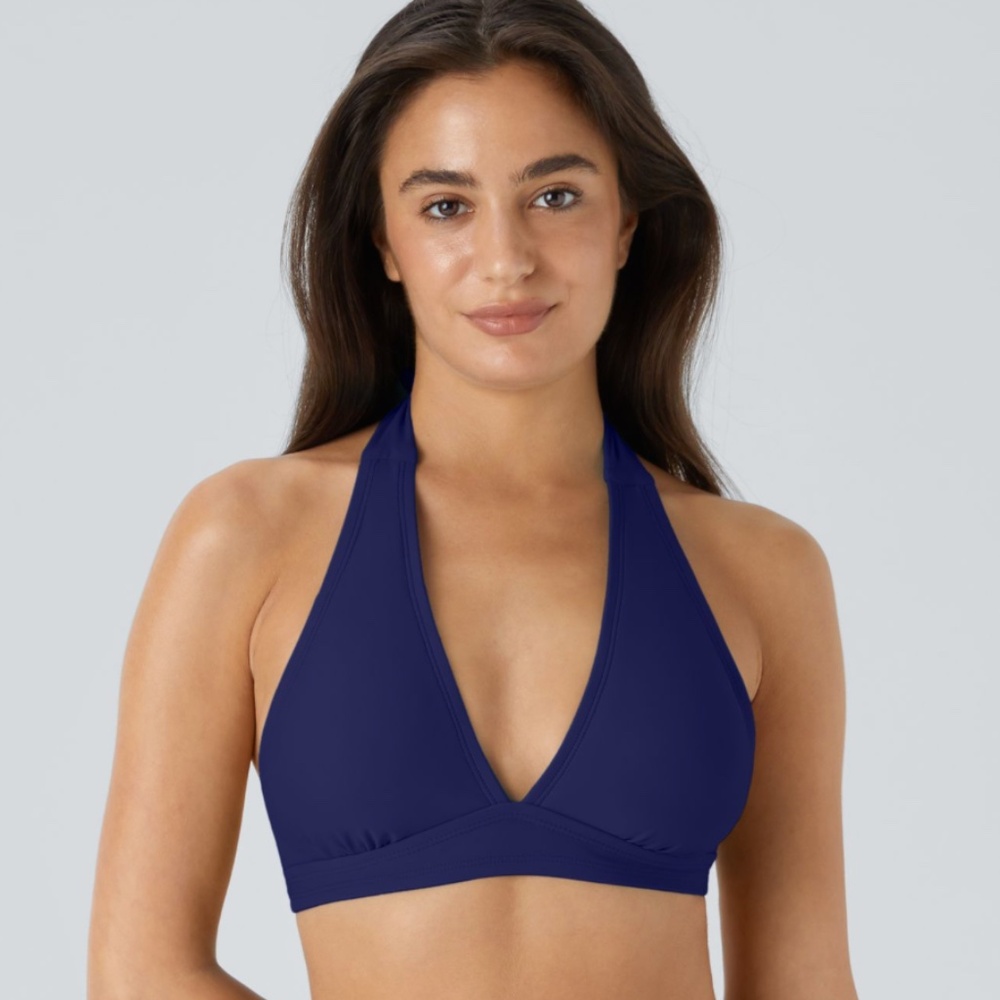 XS Halara Adjustable Halter Swim Top Navy Blue NWOT